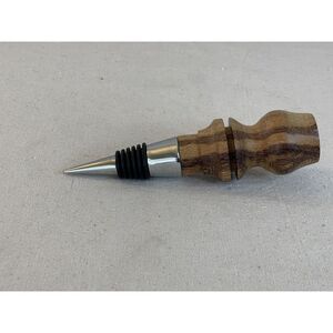 Wine Bottle Stopper Turned Wood Multi Colored Wood Grain Handmade Unique‎ 6"